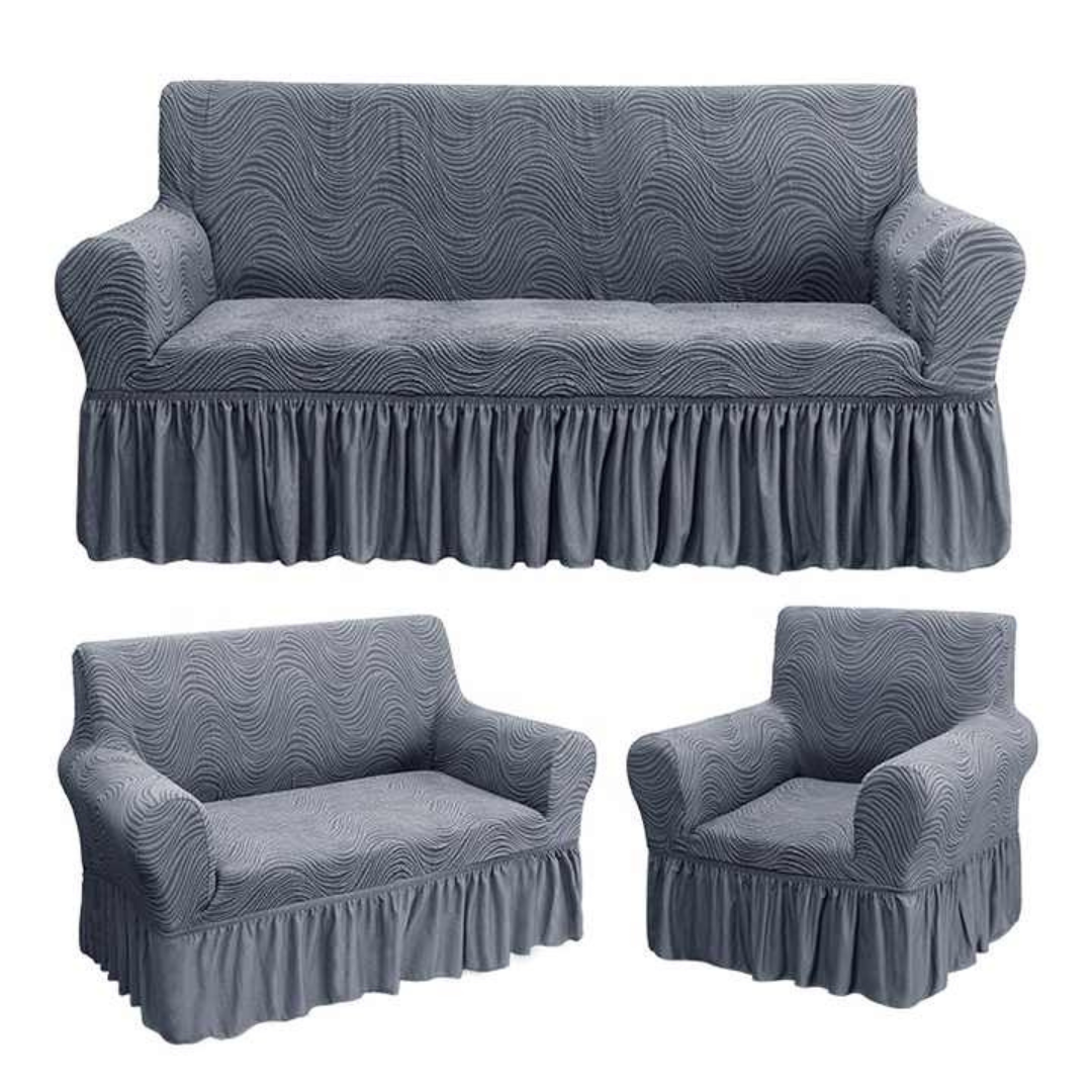 Wavy Jacquard Sofa Covers (3:1:1 Grey)